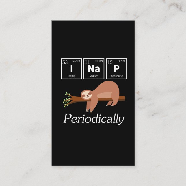 Funny Science Pun Chemistry Sloth Nap Lover Business Card (Front)