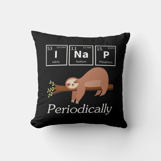 Funny Science Pun Chemistry Sloth Nap Lover Cushion (Front)