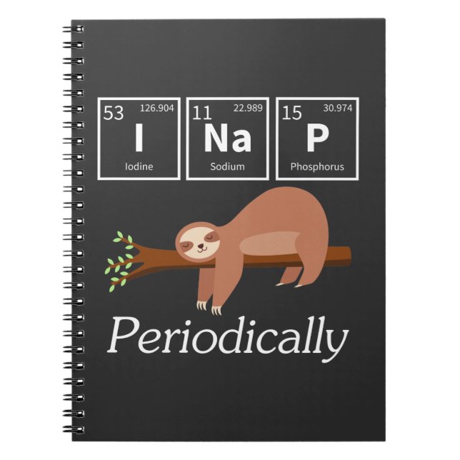 Funny Science Pun Chemistry Sloth Nap Lover Notebook (Front)