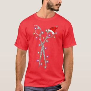 Funny Scissor Hairstylist Santa Christmas Hair Sty T-Shirt