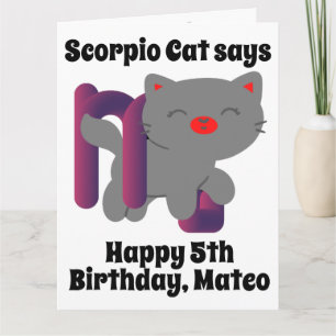 Funny Scorpio Cat Personalised Birthday Card