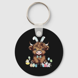 Funny Scottish Cow Easter Eggs Farmers Easter Day Key Ring