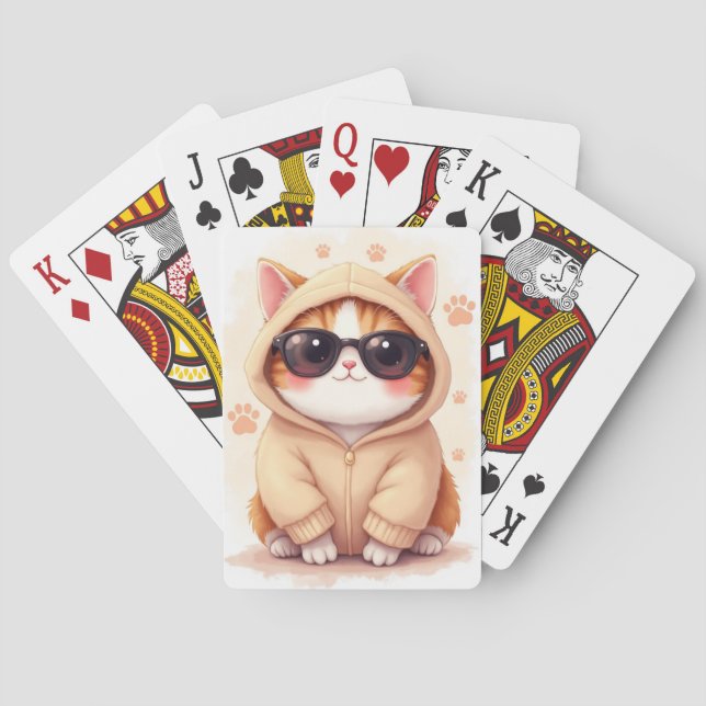 Funny Scottish Fold Kawaii Cat Playing Cards (Back)