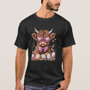 Funny Scottish Highland Cow Easter Eggs Farmers Ea T-Shirt