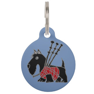 Funny Scottish Terrier Dog Playing Bagpipes Pet Tag