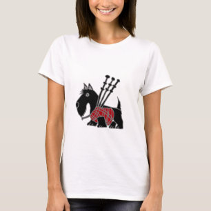 Funny Scottish Terrier puppy dog Playing Bagpipes T-Shirt