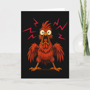 Funny Screaming Chicken Cartoon Farm Animal Card