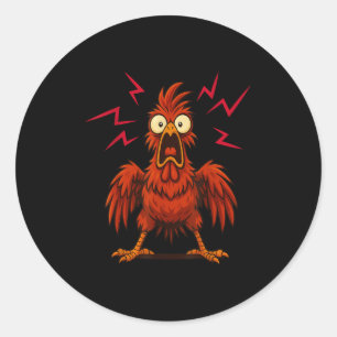 Funny Screaming Chicken Cartoon Farm Animal Classic Round Sticker