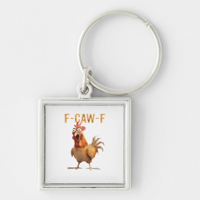 Funny Screaming Chicken F-Caw-F Joke Essential Key Ring (Front)