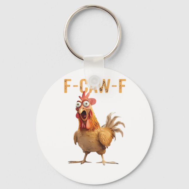 Funny Screaming Chicken F-Caw-F Joke Essential Key Ring (Front)