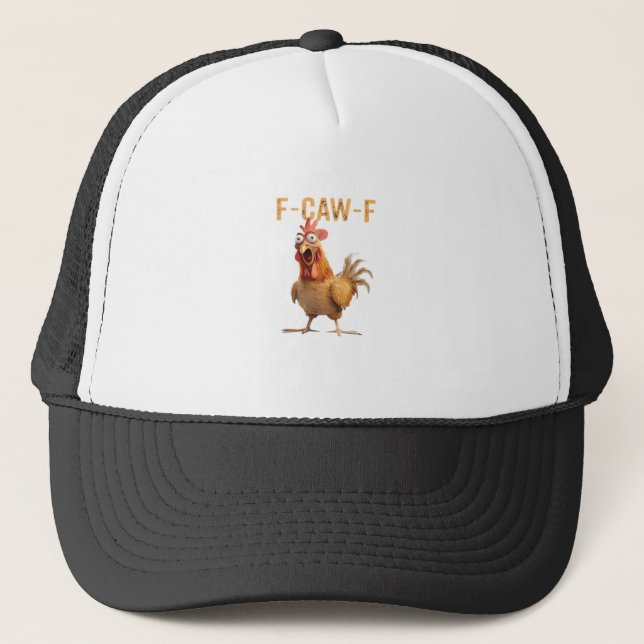 Funny Screaming Chicken F-Caw-F Joke Essential Trucker Hat (Front)