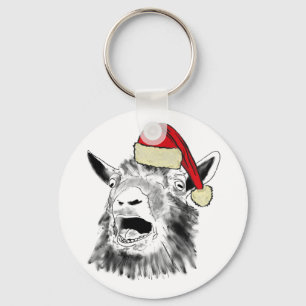 Funny Screaming Goat Christmas Key Ring