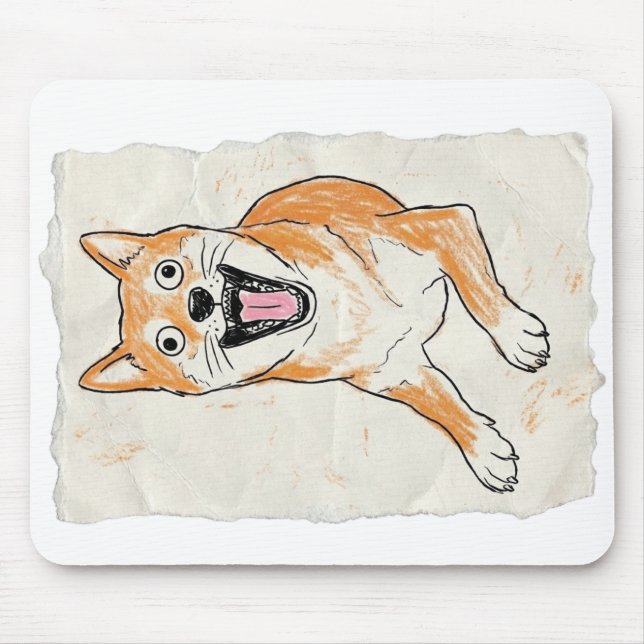 Funny Screaming Shiba Inu - Internal Chaos Crayon  Mouse Mat (Front)