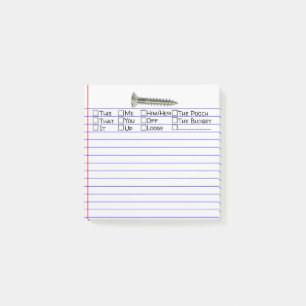 Funny "Screw" With Multiple Word Choice 3"X3" Post-it Notes