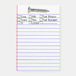 Funny "Screw" With Multiple Word Choice 4"X6" Post-it Notes