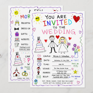 Funny Scribble Wedding Invitation Custom Hand Draw