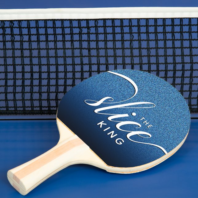 Funny Script The Slice King Blue Glitter Ping Pong Paddle (Insitu)