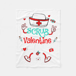Funny Scrub Valentines Day Nurse Crew Family Group Fleece Blanket
