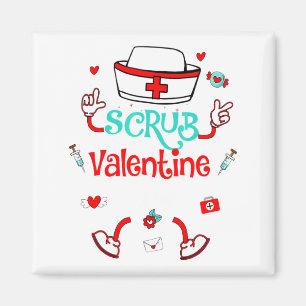 Funny Scrub Valentines Day Nurse Crew Family Group Magnet