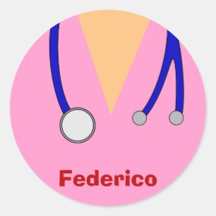 Funny Scrubs Nurses Whimsical Design Classic Round Sticker