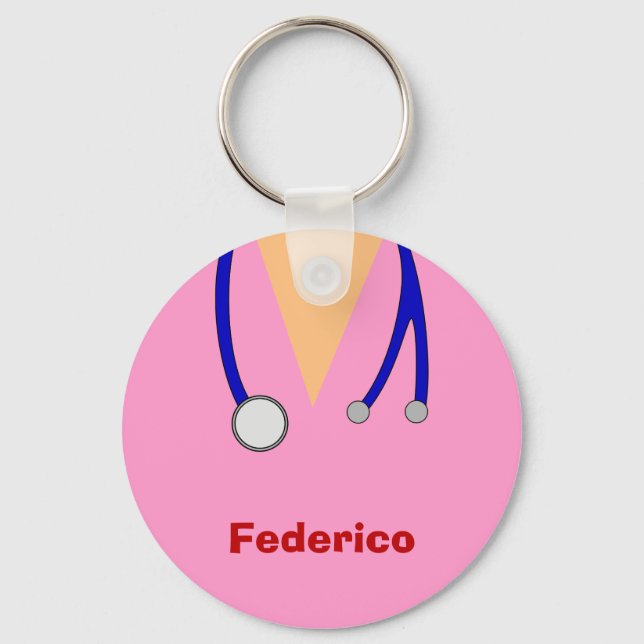 Funny Scrubs Nurses Whimsical Design Key Ring (Front)