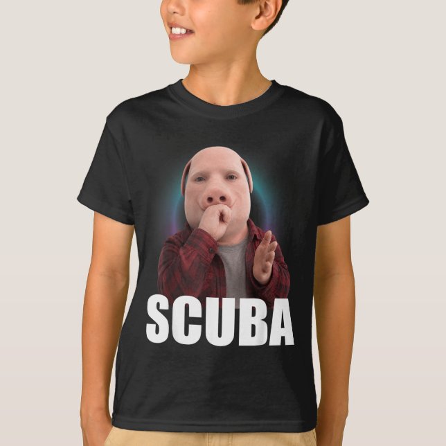 Funny Scuba Dance Meme Pig Man Meme Brainrot T-Shirt (Front)