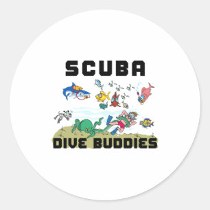 Funny Scuba Dive Buddy  Classic Round Sticker