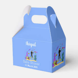 Funny scuba diver and fish sea creatures cartoon favour box