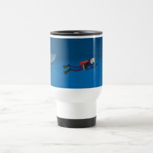 FUNNY SCUBA DIVER FOLLOWED BY SHARK MUG