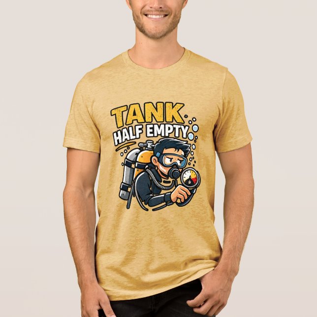 Funny Scuba Diver T-Shirt-Tank Half Empty Tri-Blend Shirt (Front)