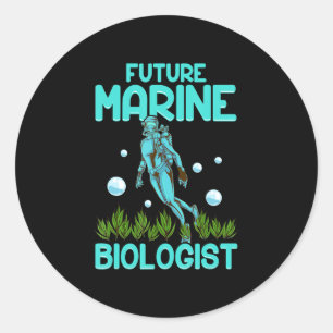 Funny Scuba Diving Gift Dive Biology Future Marine Classic Round Sticker