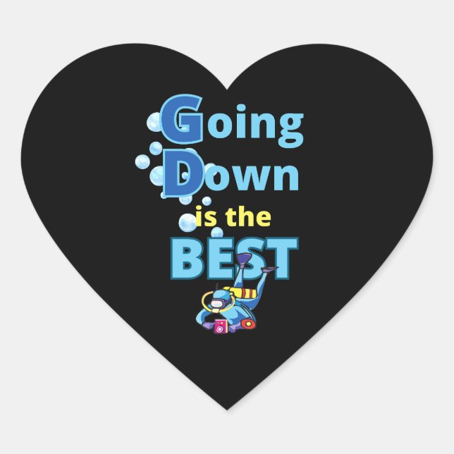 Funny Scuba Diving Heart Sticker (Front)