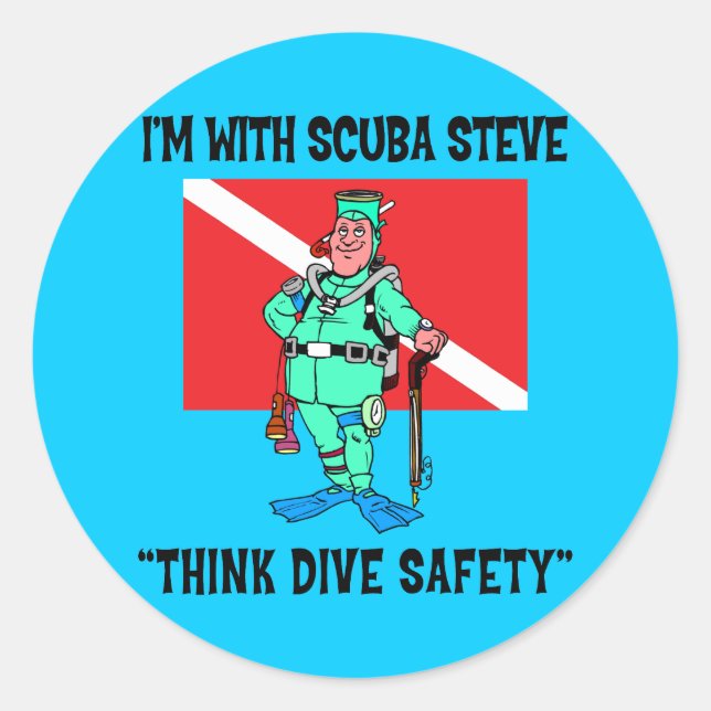 Funny SCUBA Steve Classic Round Sticker (Front)