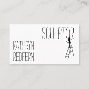Funny sculptor woman customisable business card