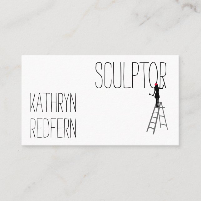 Funny sculptor woman customisable business card (Front)