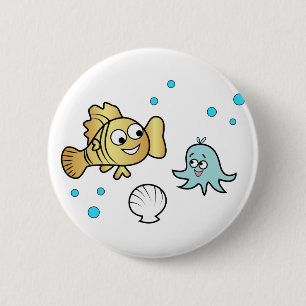 Funny sea animals 6 cm round badge