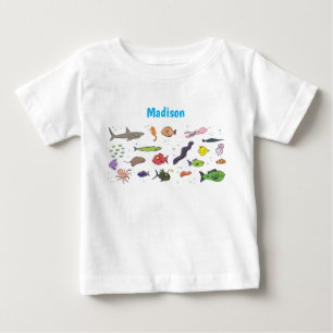 Funny sea creatures cartoon illustration baby T-Shirt