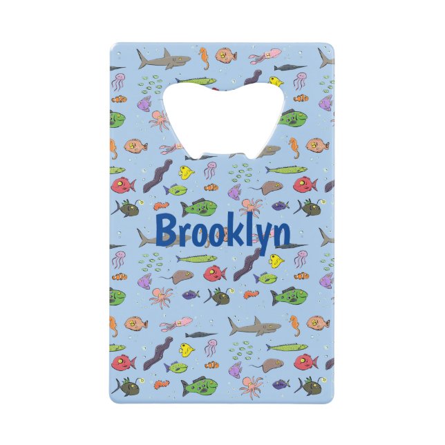 Funny sea creatures cartoon illustration pattern (Front)