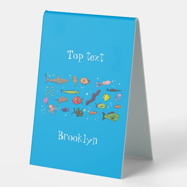 Funny sea creatures cartoon illustration pattern (Front)