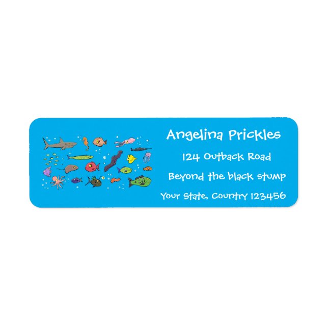 Funny sea creatures cartoon illustration pattern (Front)