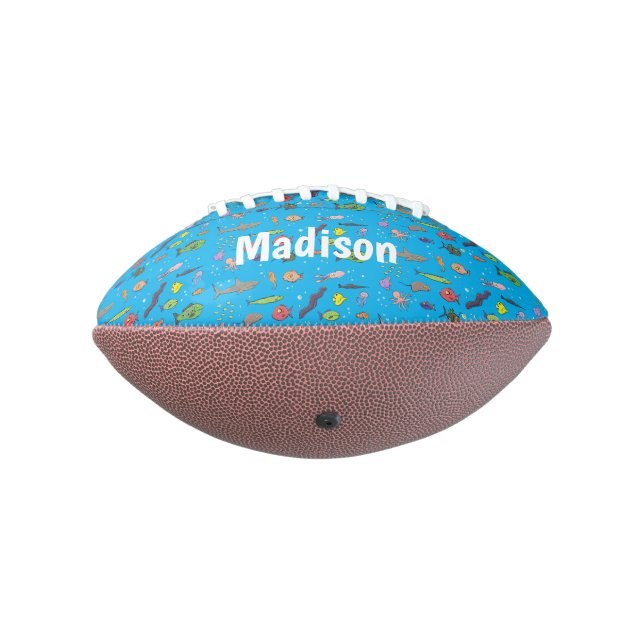 Funny sea creatures cartoon illustration pattern american football (Rotated 270)