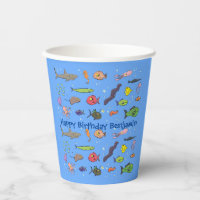 Funny sea creatures cartoon illustration pattern