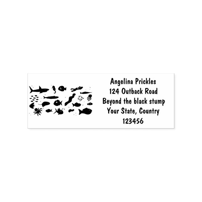 Funny sea creatures cartoon illustration pattern  rubber stamp (Imprint)