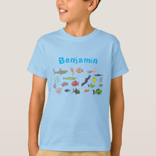 Funny sea creatures cartoon illustration pattern T-Shirt