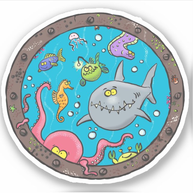 Funny sea creatures underwater cartoon (Front)