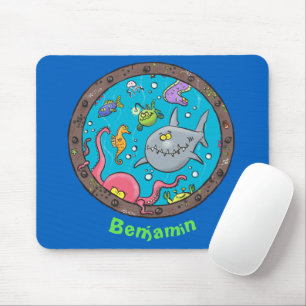 Funny sea creatures underwater cartoon 2 mouse mat