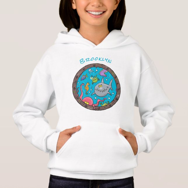 Funny sea creatures underwater cartoon drawing (Front)