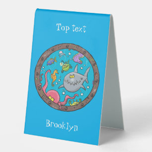 Funny sea creatures underwater cartoon drawing
