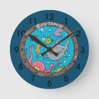 Funny sea creatures underwater cartoon drawing