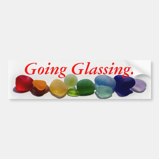 Funny sea glass, beach, rainbow bumper sticker (Front)